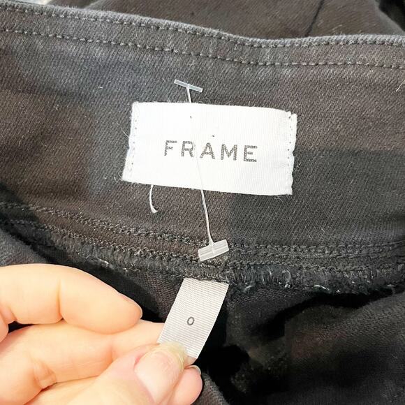 FRAME The Jet Set High Rise Flare Leg Pull On Jeans Black 0 - Picture 3 of 12